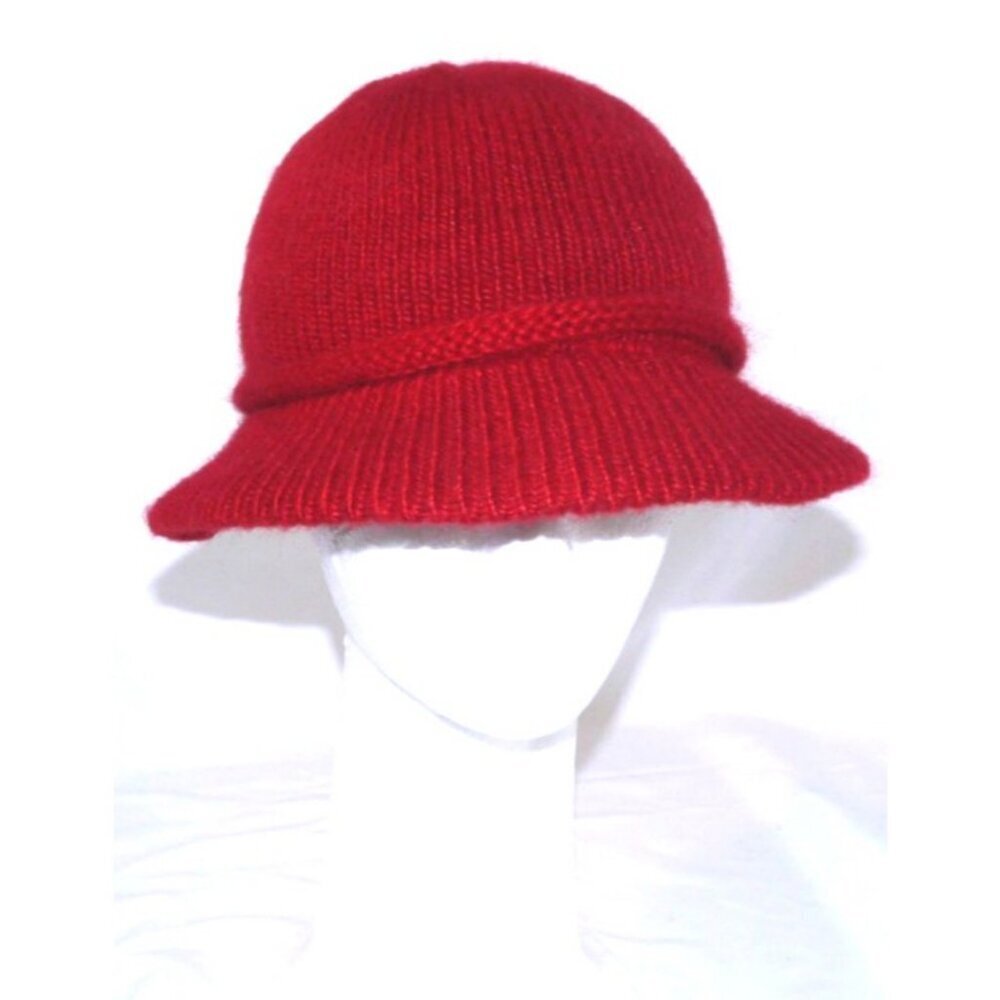 Vintage ARIS red knit Women's bucket hat with brim made in USA One Size